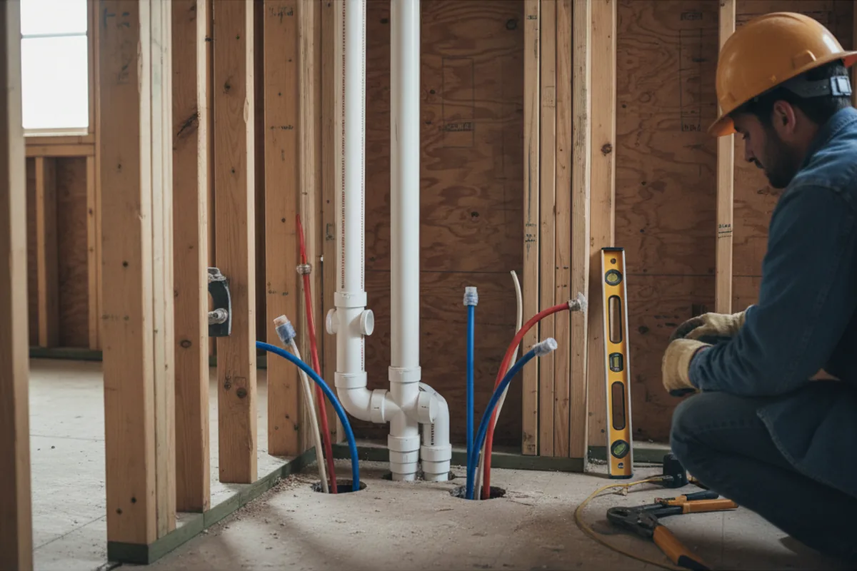 Drain and supply rough-in during Sump Pump Repair in Rio Rancho